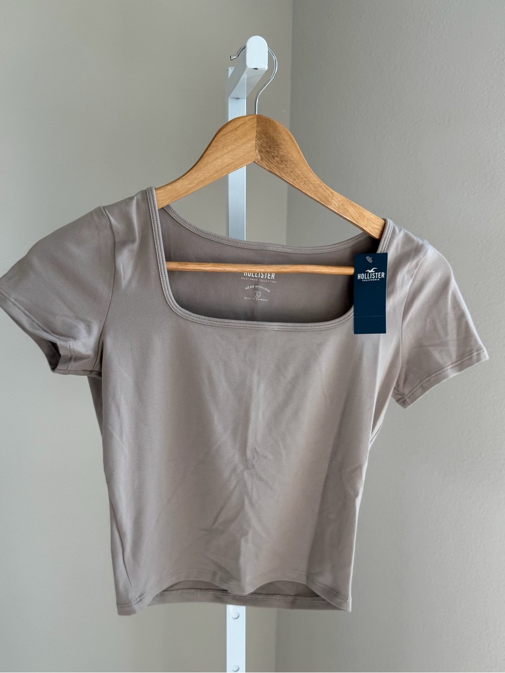 Hollister Taupe Square-Neck Crop Top